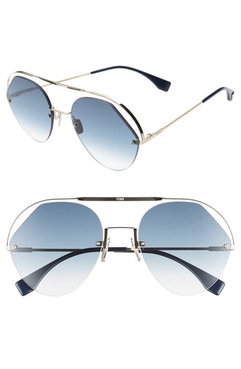 fendi eyewear aviator style sunglasses|Fendi geometric rimless aviator sunglasses.